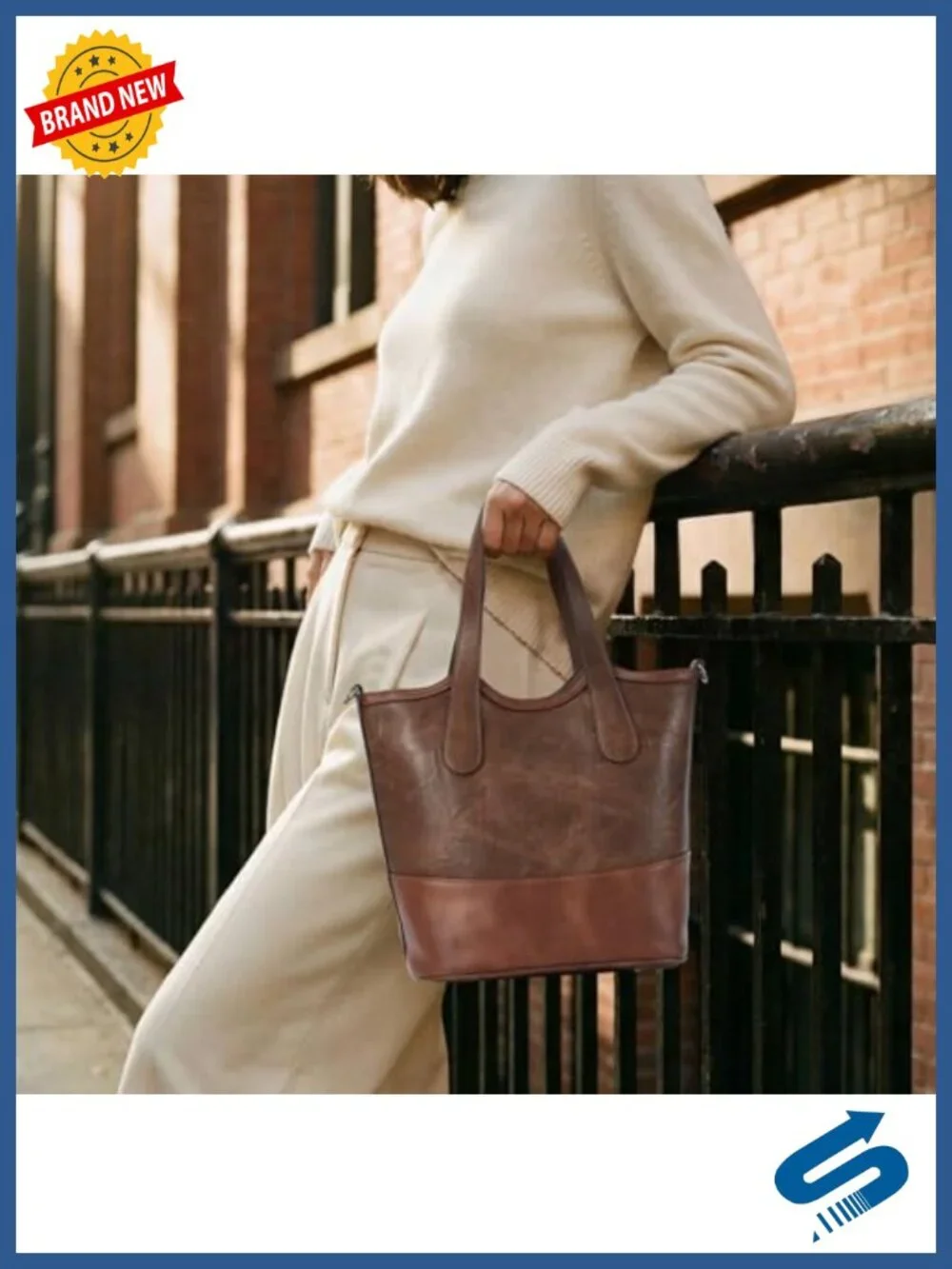 Vegan Leather Straw Tote Bag Crossbody Top Handle Purse Work Travel Beach